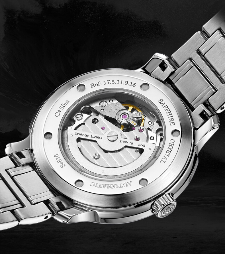 Đồng hồ nam chính hãng LOBINNI L17511-5 Fullbox, Kính sapphire ,chống xước,chống nước,mặt đen, vỏ trắng ,dây kim loại thép không gỉ 316L, Mới 100%,Bảo hành 24 tháng,thiết kế đơn giản và sang trọng