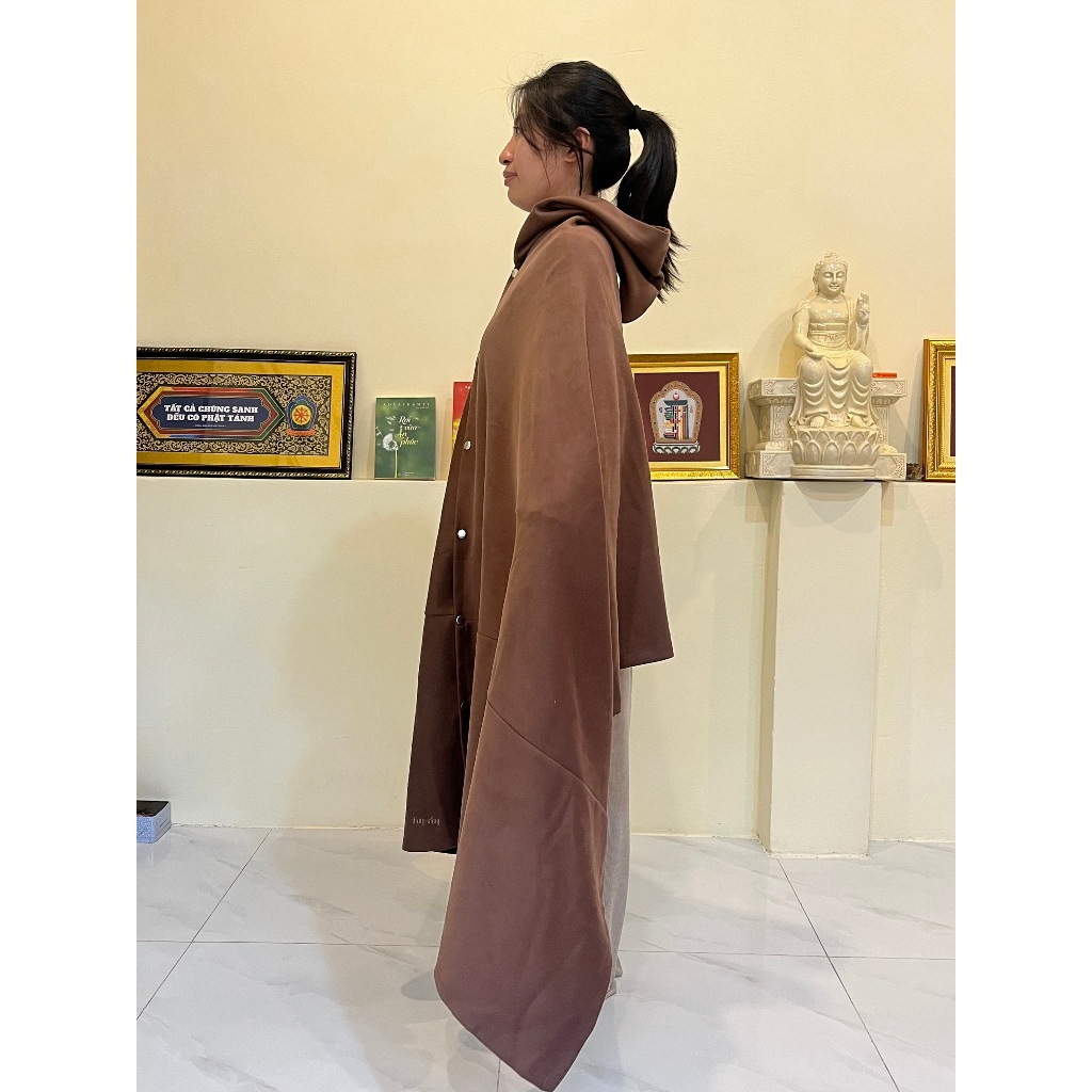 Nonbook - Áo choàng thiền chất liệu nỉ dày dặn màu đỏ