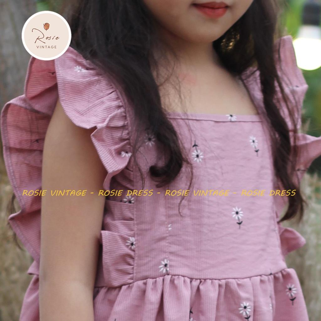 Váy cánh tiên hồng in hoa ROSIE V16, chất vải mềm thoáng mát cho bé gái từ 9 - 36kg
