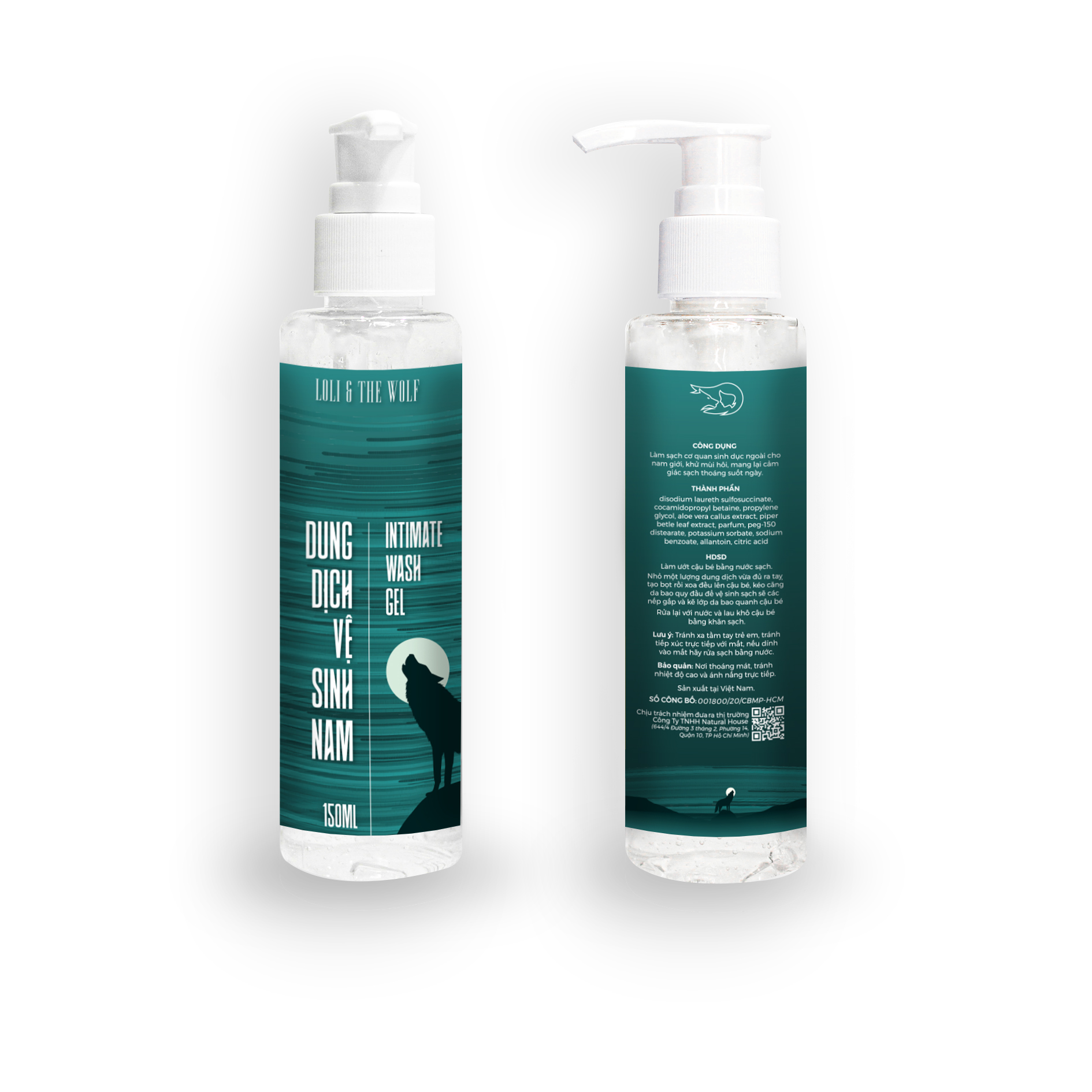 Dung dịch vệ sinh nam dịu nhẹ lành tính thành phần tự nhiên mùi hương nam tính chai vòi nhấn 150ml - LOLI & THE WOLF