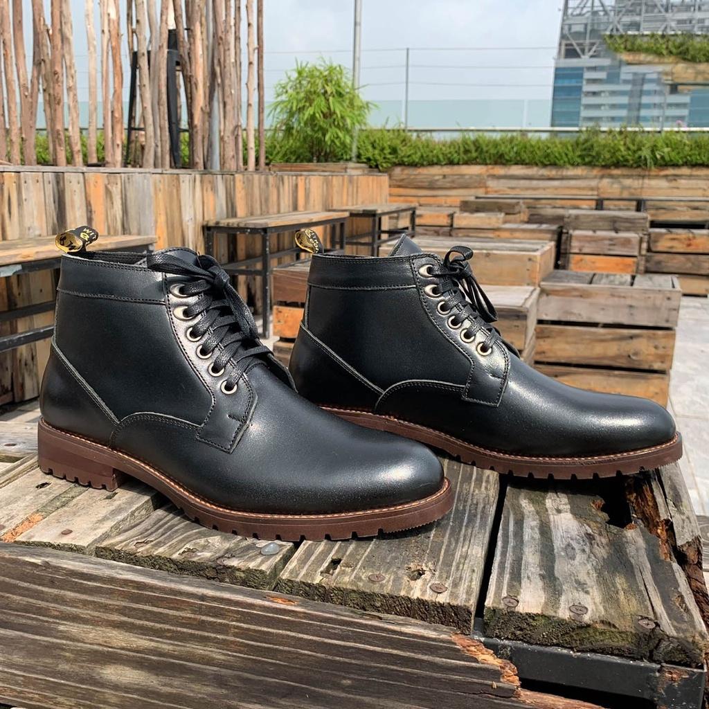 Boot nam G2 cao cổ kiểu giầy da nam cao cấp, Giầy tây công sở cổ lửng bằng da bò nepan cao cấp dáng combat boot - 36