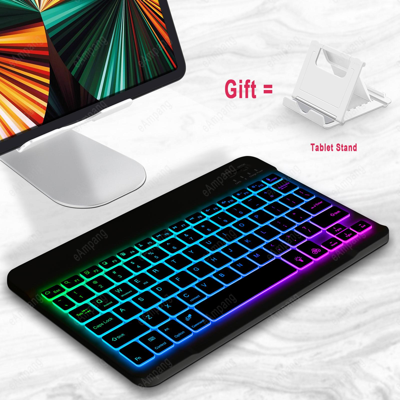 Đèn Nền Bàn Di Chuột Bàn Phím Cho iPad Máy Tính Bảng Điện Thoại Android IOS Windows Bàn Di Chuột Tiếng Anh Nga Tây Ban Nha Hàn Quốc Tiếng Ả Rập Bàn Phím