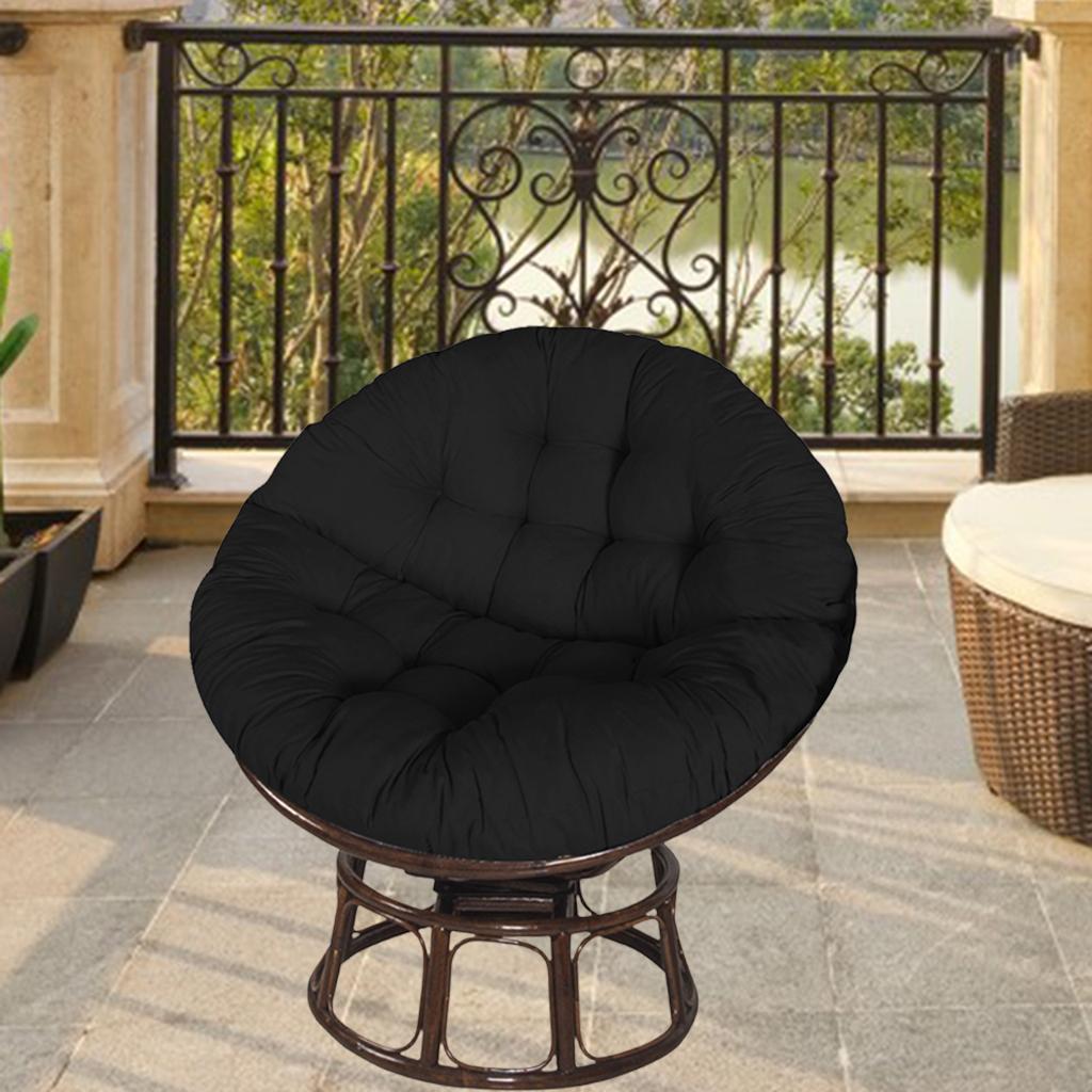 Swing Hanging Egg Rattan Chair Round Cushions Outdoor Garden Patio Hammock Black