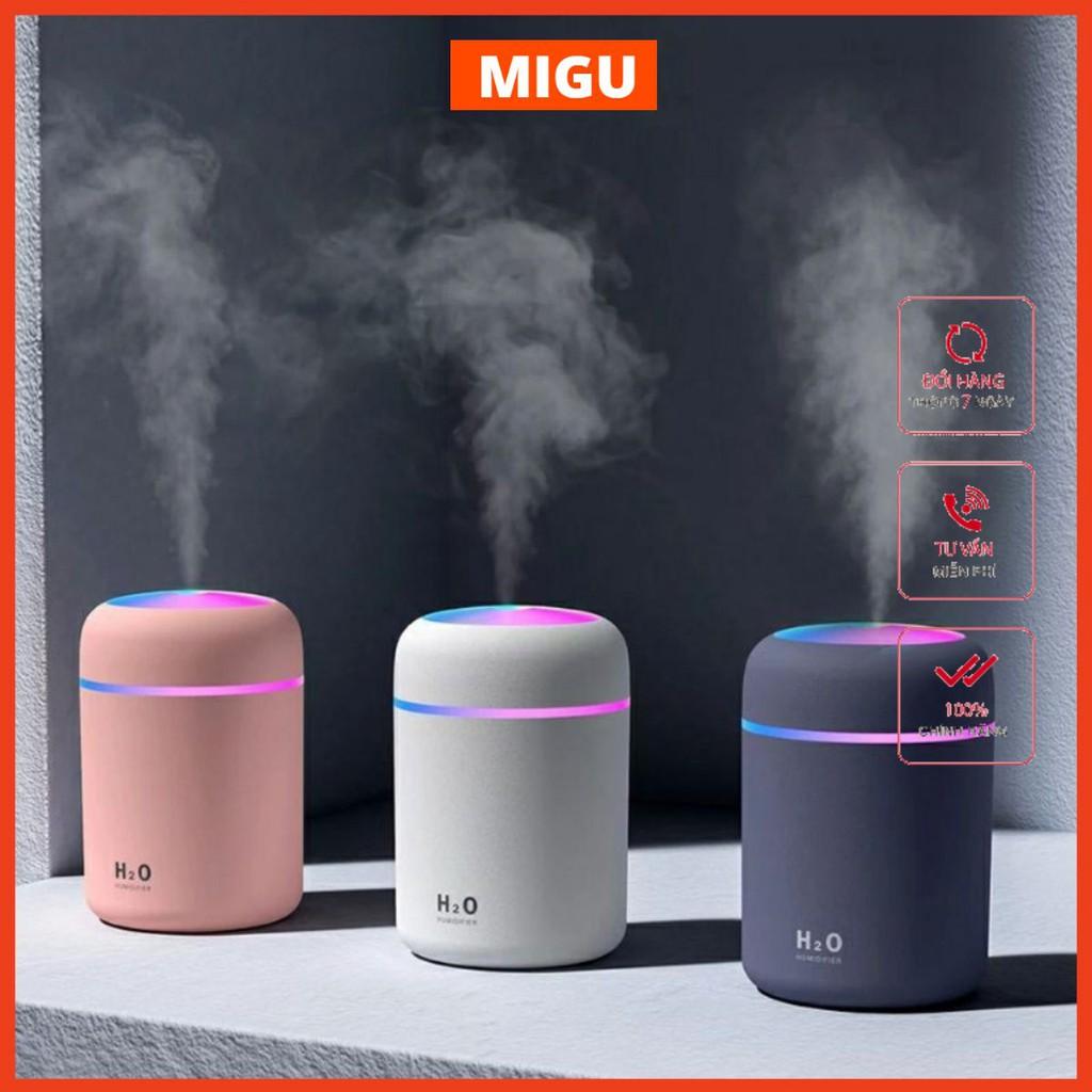 Máy Phun Sương tạo độ ẩm không khí mini có đèn LED màu cầu vồng H2O MIGU.VN