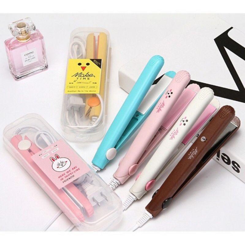 Máy bấm tóc mini du lịch tặng kèm hộp dễ thương - Máy uốn duỗi dập xù tóc mini tiện lợi - Kẹp tóc duỗi thẳng Mabe