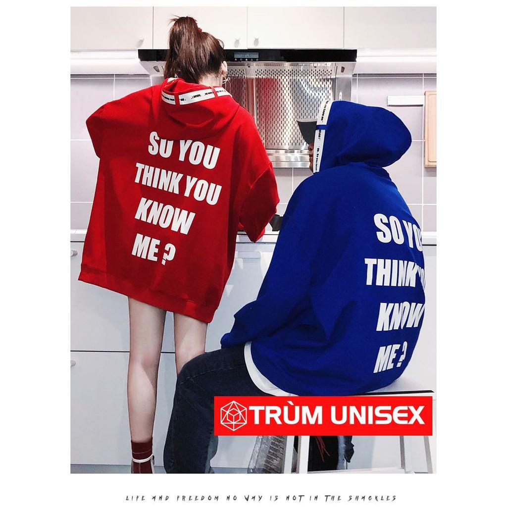 Áo Hoodie Thun Nỉ Nam Dài Tay Có Mũ Kiểu Dáng Thời Trang màu xanh SO YOU THINK YOU NOW ME