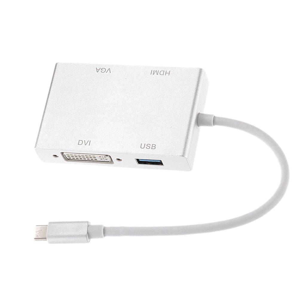 4 in 1 USB C Type-C to VGA/DVI/HDMI/USB Port Adapter Converter Cable For PC
