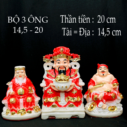 [ BỘ 3 ÔNG size nhỏ ] THẦN TÀI +THỔ ĐỊA +THẦN TIỀN [ COMPOSITE + BỘT ĐÁ  ]