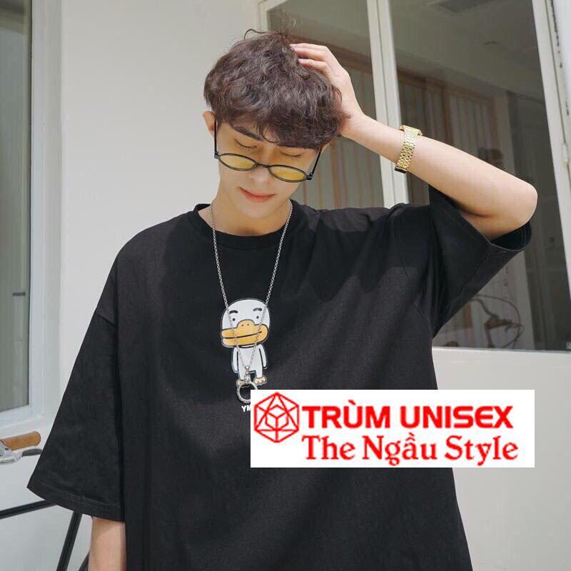 Áo thun Tay lỡ Nam Nữ Form Rộng Vịt Con Trùm Unisex màu đen vải cotton thích hợp đi chơi đi dã ngoại aothununisex
