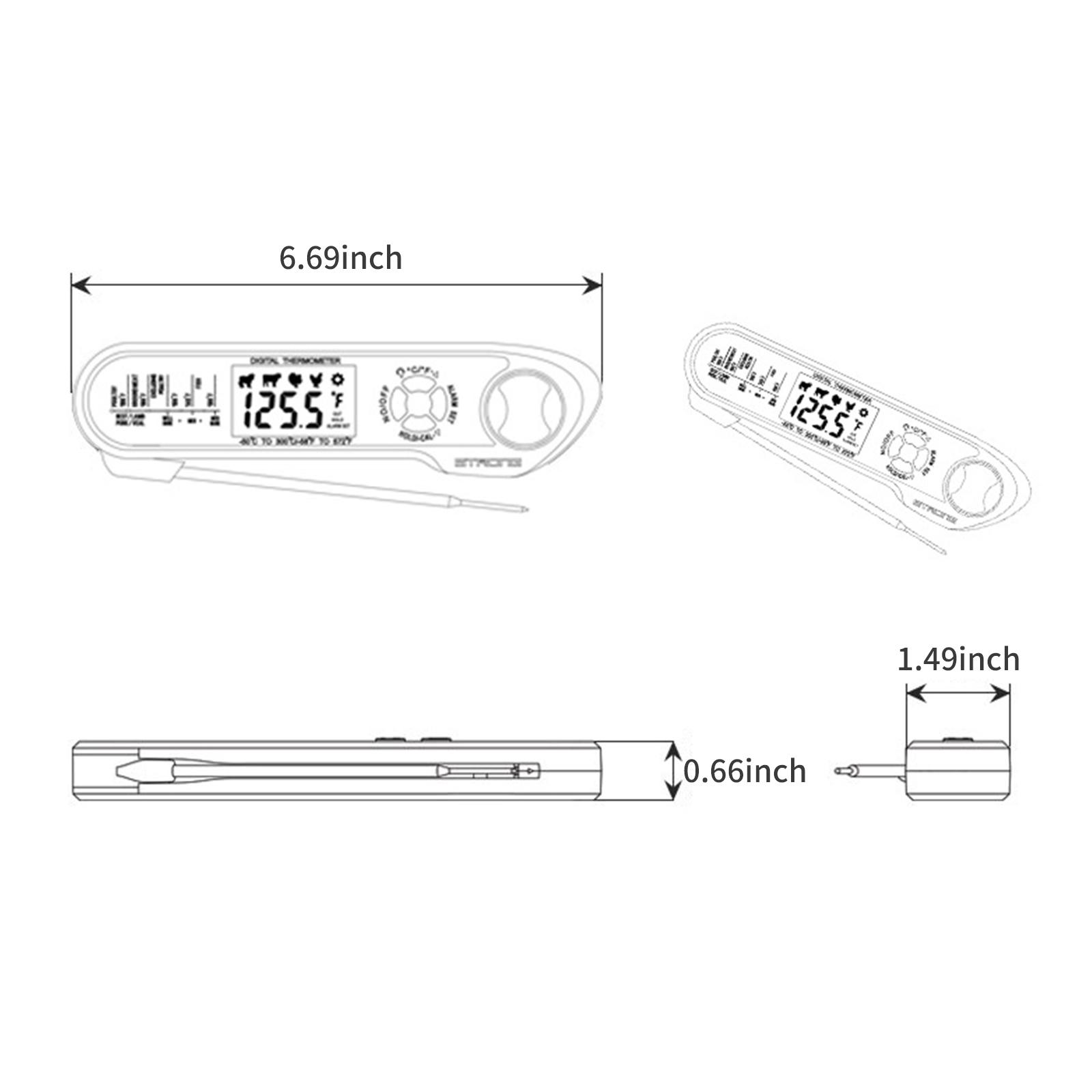 Nhiệt Kế Đo Nhiệt Độ Thịt Kỹ Thuật Số Đầu Dò Kép 2 Trong 1 Với Chức Năng Báo Động Kèm Dụng Cụ Mở Chai