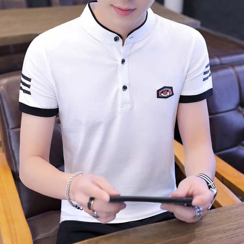 Áo thun nam đẹp cổ trụ tay ngắn phom áo suông vải thun cotton co giãn thoải mái MKT11