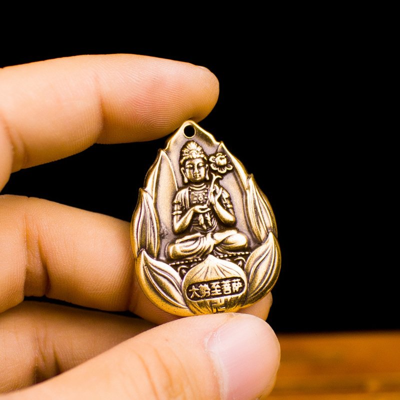 Dây chuyền mặt Phật Đại Thế Chí Bồ Tát hoa sen bằng đồng - MV02
