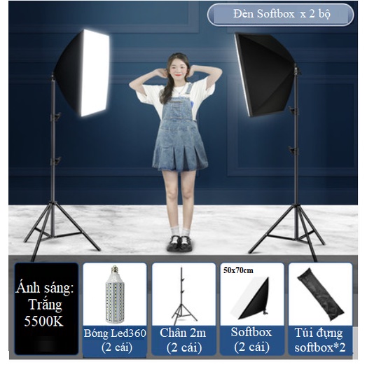 Bộ 2 Đèn Chụp Sản Phẩm Softbox 20W/40W/60W HL Lighting, Phụ Kiện Studio Quay Phim Chụp Ảnh Hàng Chính Hãng