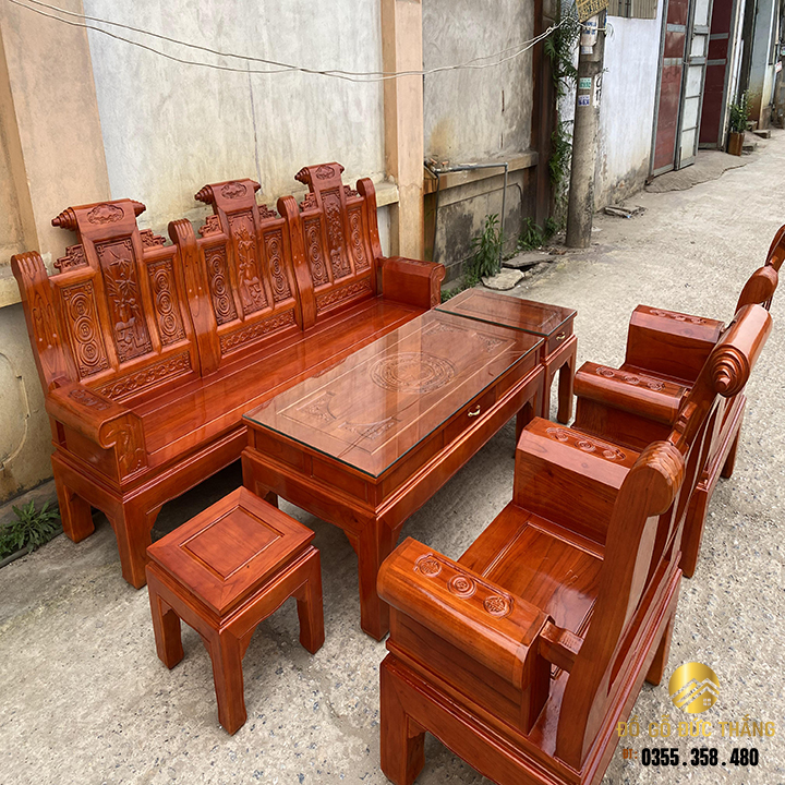 Bàn ghế âu á chương cuốn thư gỗ xoan giá rẻ