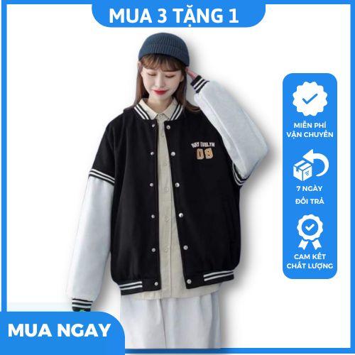 Áo khoác bomber 08 chất nỉ tàu phom rộng nam nữa mặc đều đẹp