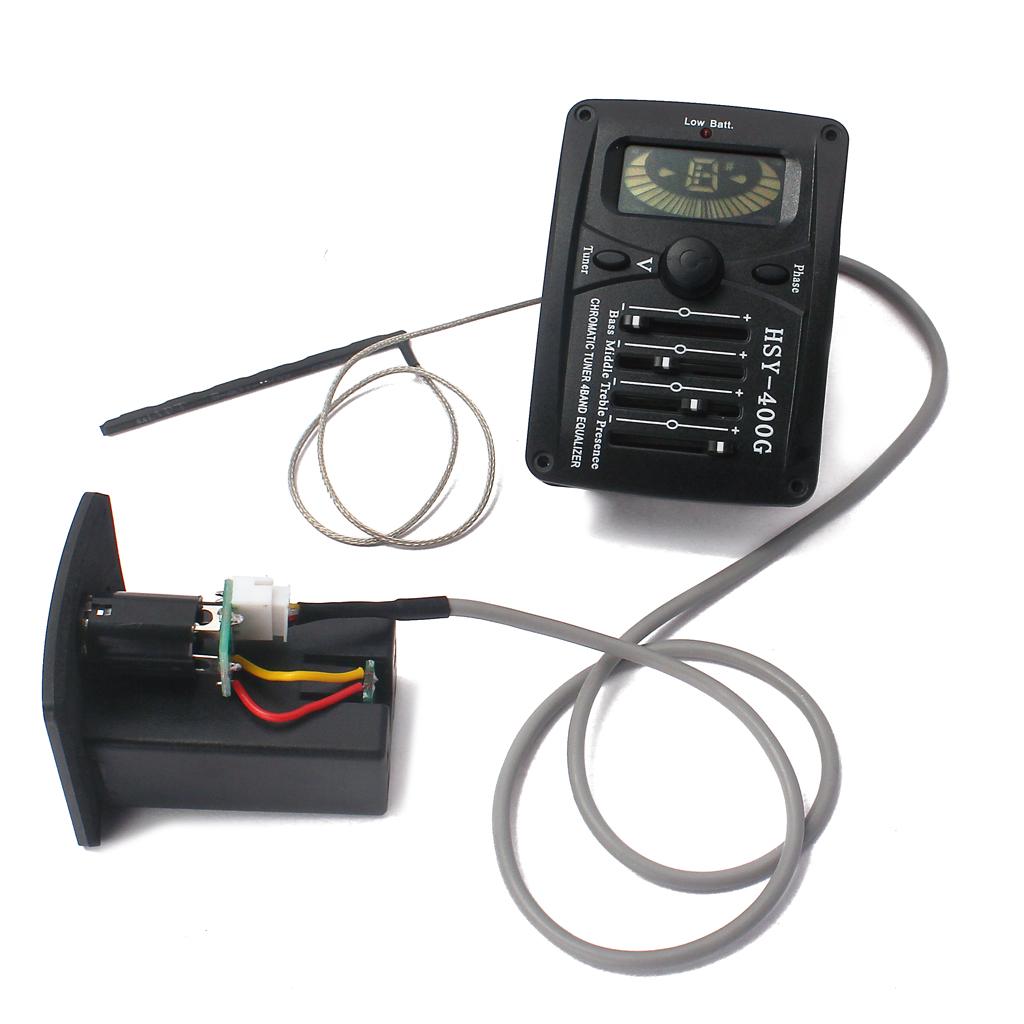 4 Band Acoustic Guitar Preamp Amplifier Tuner LC-400G Pickup with Battery Box