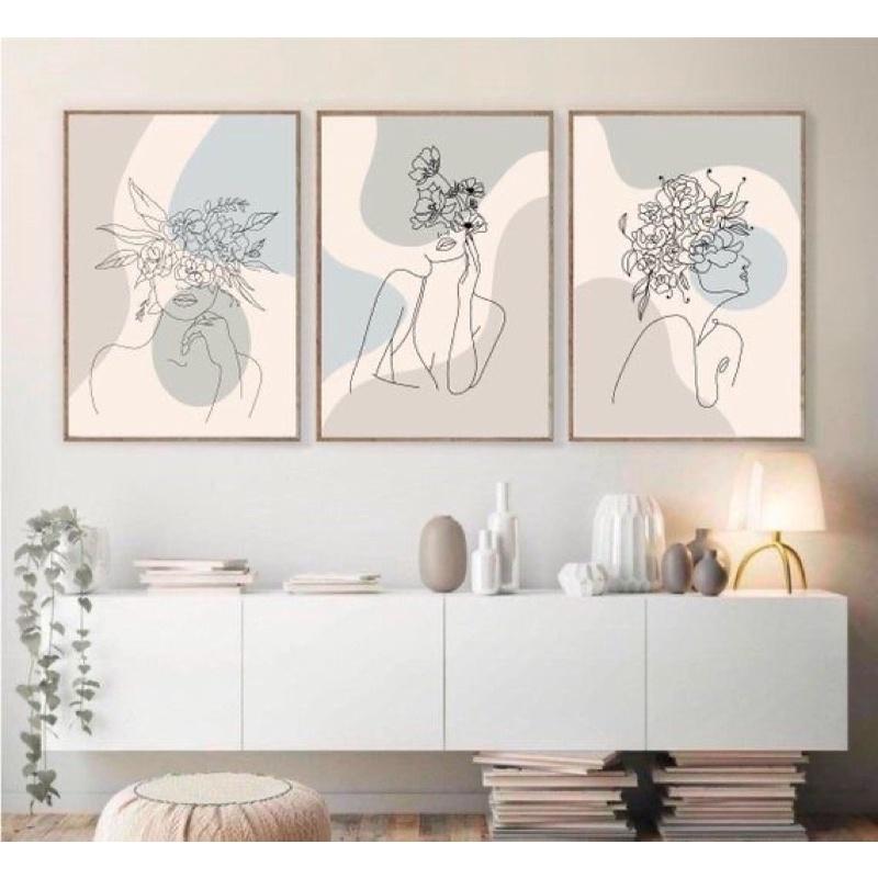 tranh canvas hiện đại treo tường bộ 3 bức Kt: 40x60cm