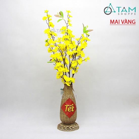 Lọ hoa mai đào handmade bằng tre có đế T-HOA-15