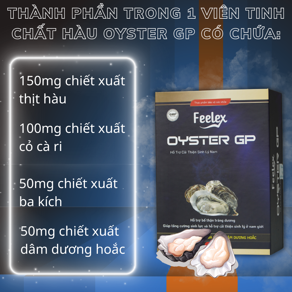 Viên uống tinh chất hàu biển Feelex Oyster GP, tăng cường sinh lực phái mạnh