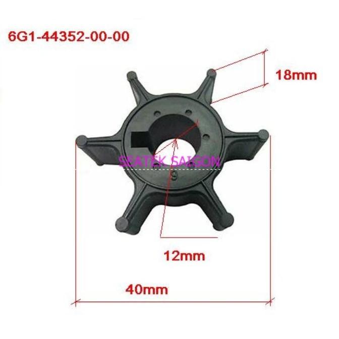 Cánh quạt bơm nước làm mát ca nô Ya-maha 6HP 8HP , Ya-maha 6G1-44352-00, Mer-cury 47-11590M. Đài Loan