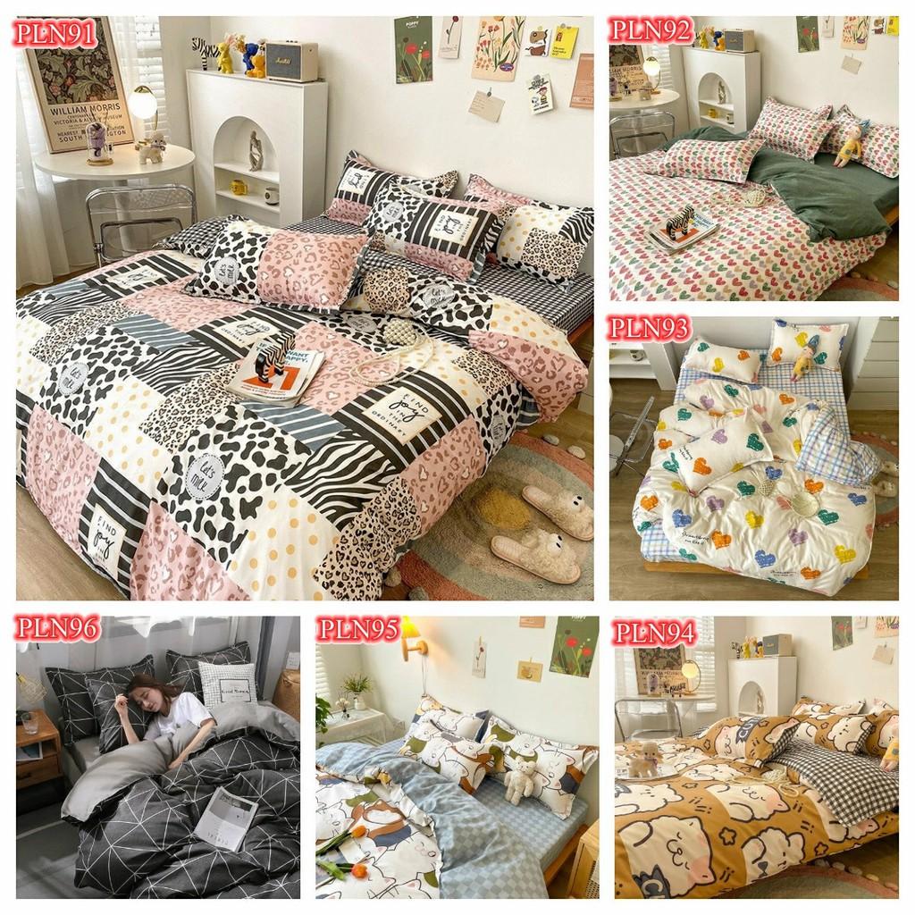 Trọn Bộ 4 Món Chăn Ga Gối Cotton Poly Nhập Mẫu GẤU TRÚC KẺ CARO đủ kích thước