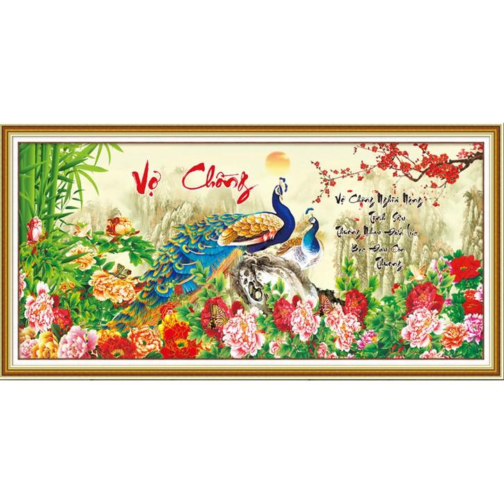 Tranh Đính Đá VỢ CHỒNG (ĐÁ ABC CAO CẤP). Kích Thước: 1m2 x 60cm