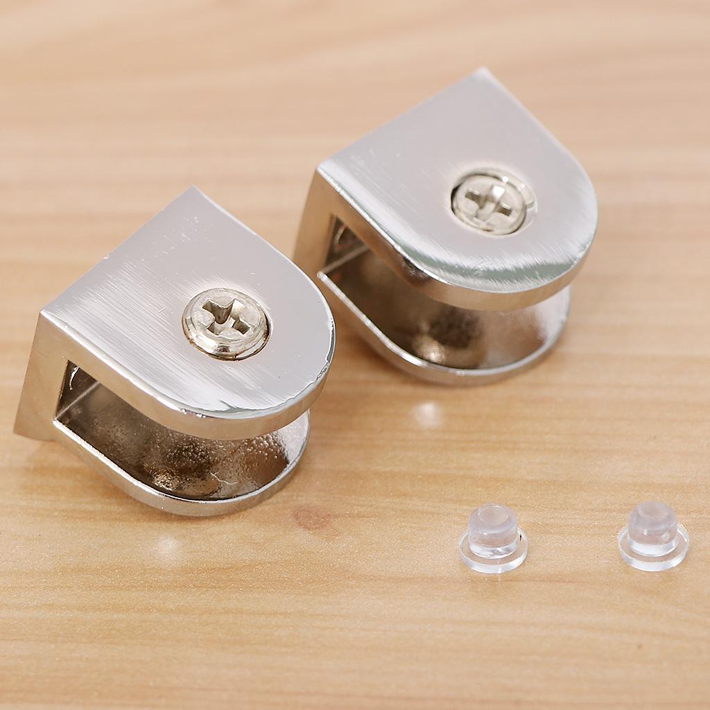 2pcs Fish Mouth Shape Adjustable Glass Clamp Shelf Support Brackets for Bathroom Office Seat Isolation