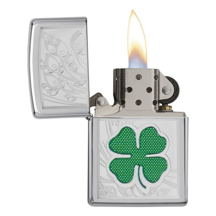 Bật Lửa Zippo Cỏ May Mắn (Khắc In)