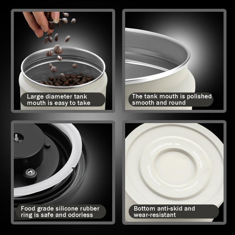 Hộp lưu trữ Hermetic bằng thép không gỉ, hộp đựng cà phê niêm phong chân không, ong cà phê cho hạt cà phê, trà, 1600ml