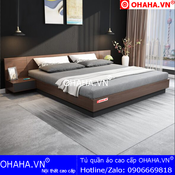 Giường ngủ gỗ cao cấp OHAHA kiểu Nhật (GN101)