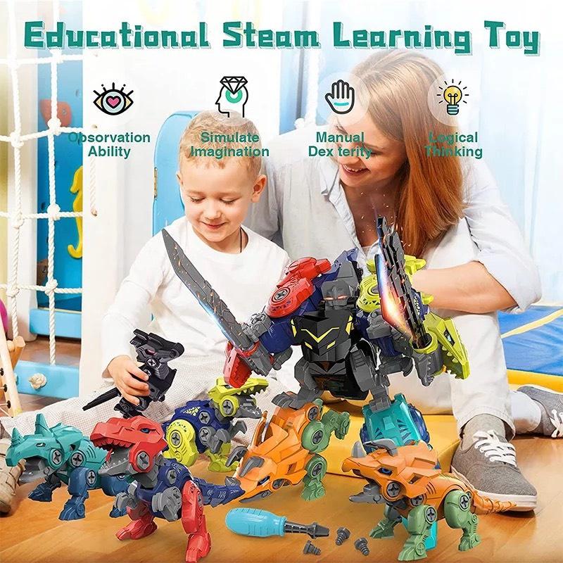 Đồ chơi Khủng Long lắp biến hình Robot 5 mẫu kèm tua vít tháo lắp biến tấu nhiều kiểu, thế giới đồ chơi 1104