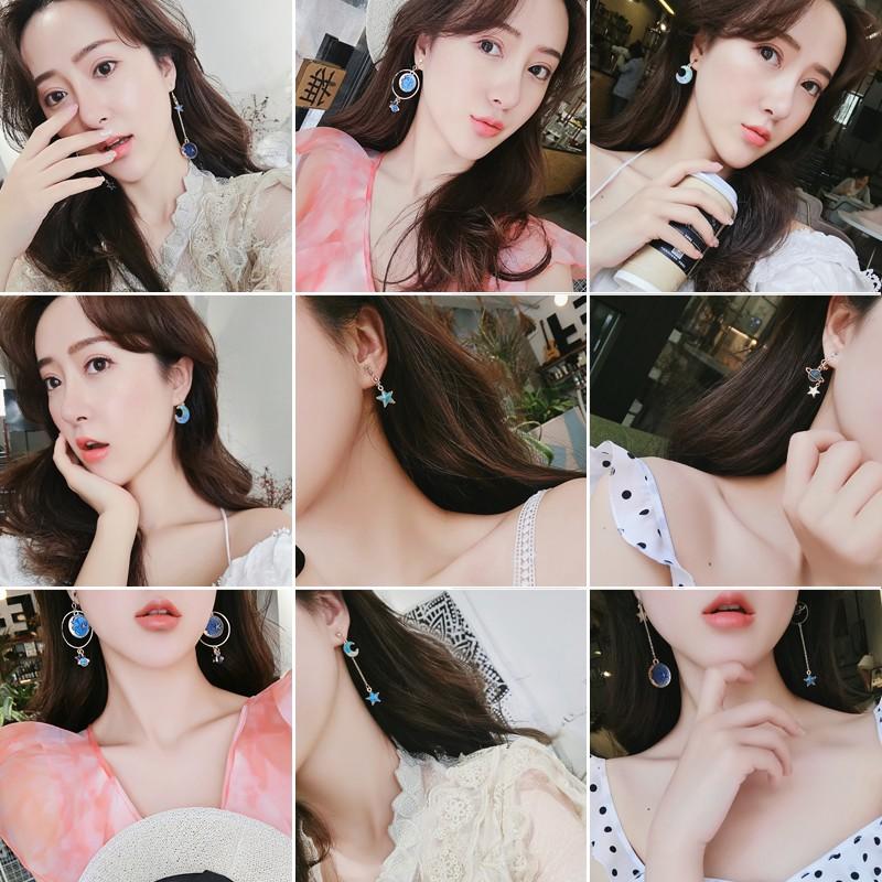 Bông tai hợp kim hình mặt trăng / ngôi sao xinh xắn