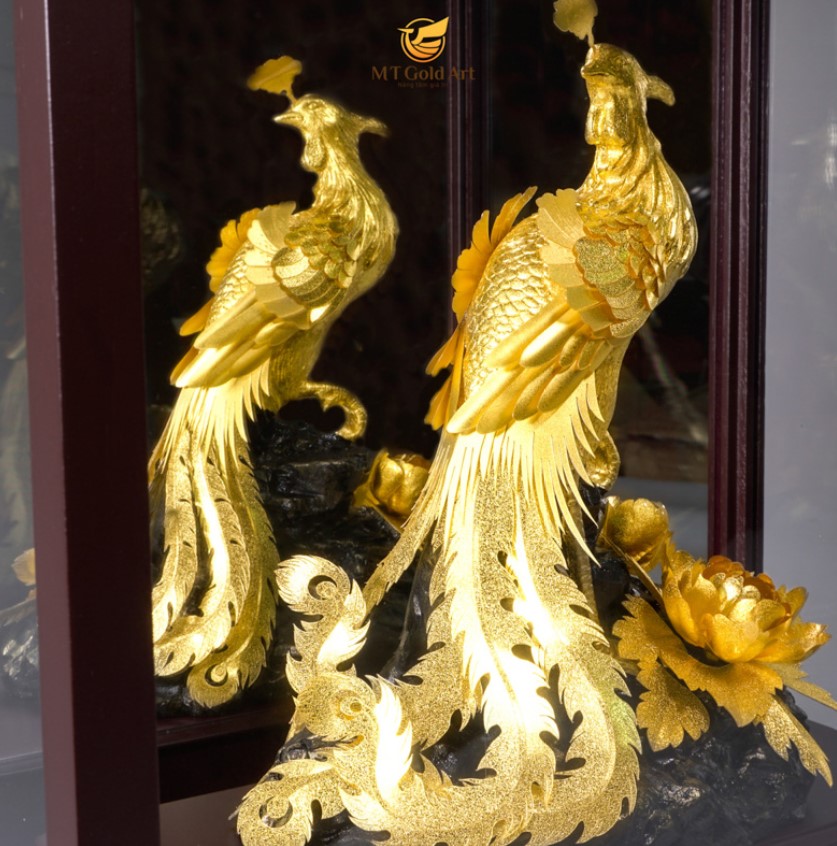 Tượng Chim phượng hoàng dát vàng MT Gold Art- Hàng chính hãng, trang trí nhà cửa, phòng làm việc, quà tặng sếp, đối tác, khách hàng, tân gia, khai trương