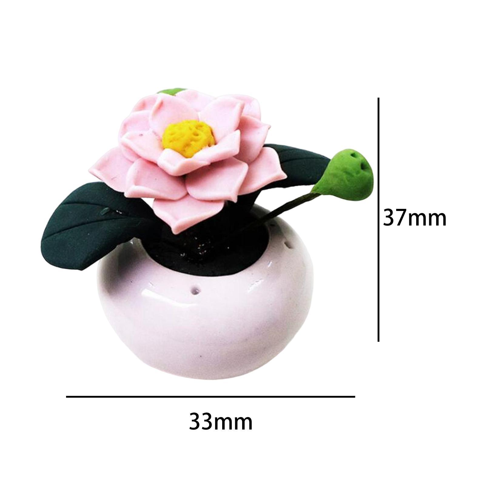 Mini Ceramic Vase Lotus Ornament Micro Landscape Furniture Life Scene 1/12
