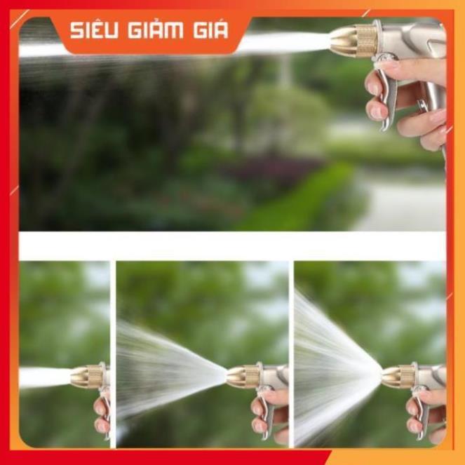 Bộ dây vòi xịt nước rửa xe, tưới cây . tăng áp 3 lần, loại 20m 206701-1 đầu đồng,cút,nối đen + tặng đai