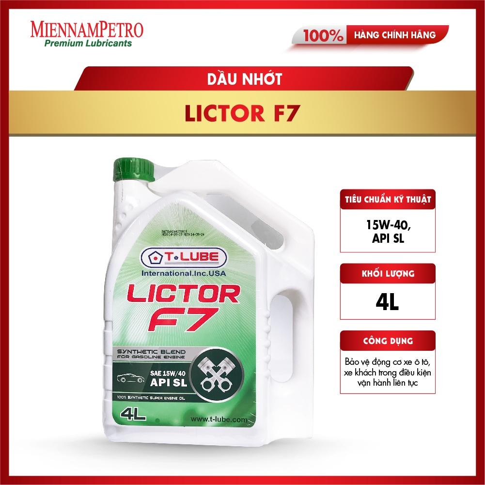 Dầu Nhớt Tlube Lictor F7 15W-40 API SL 4L MiennamPetro Bảo Vệ Động Cơ Xe Ô Tô, Xe Khách Trong Điều Kiện Vận Hành Liên Tục