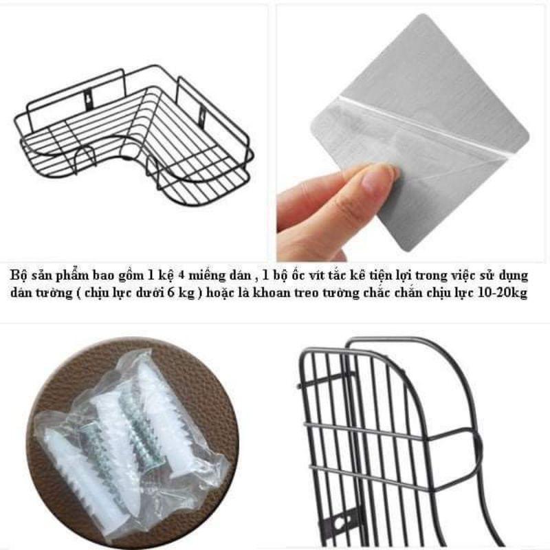 Kệ góc sắt dán tường góc bếp nhà tắm phòng khách tam giác đa năng, siêu chắc