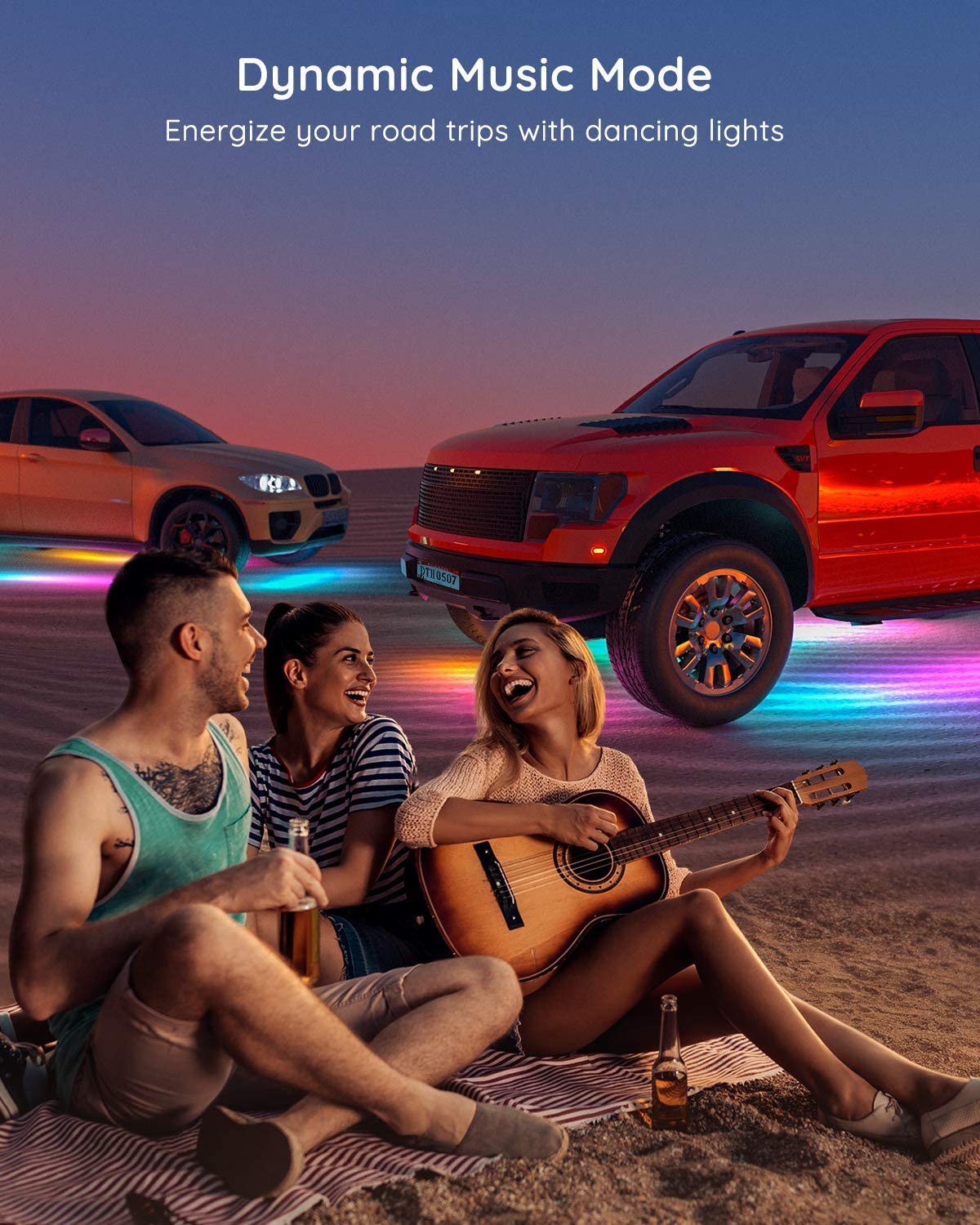 Đèn LED gầm xe ô tô Govee RGBIC Exterior Car Underglow Lights H6184 | Kháng nước, bền bỉ, cảm biến nhạc, tùy chỉnh màu sắc | Hàng chính hãng