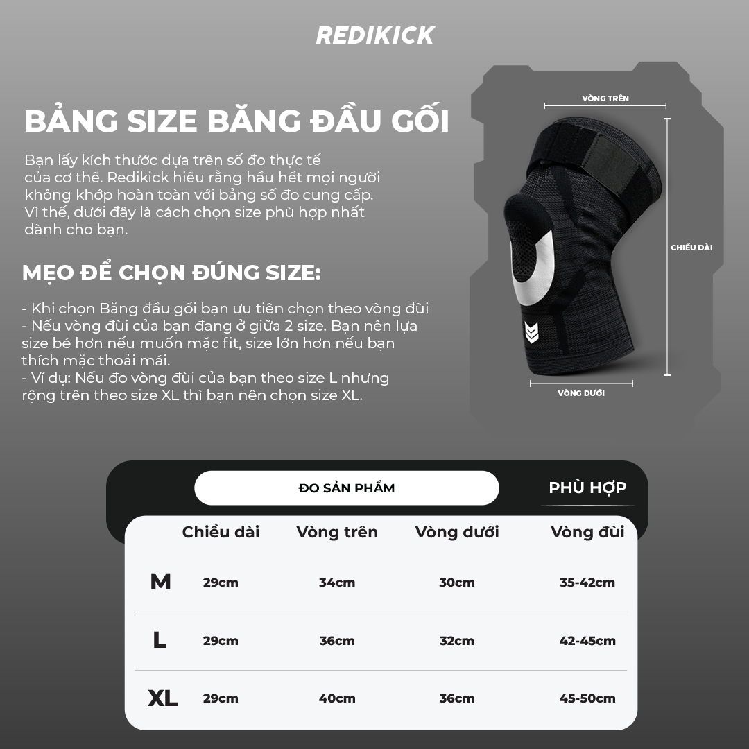 Băng gối Redikick Knee Shield Pro Phản quang  - BG23001