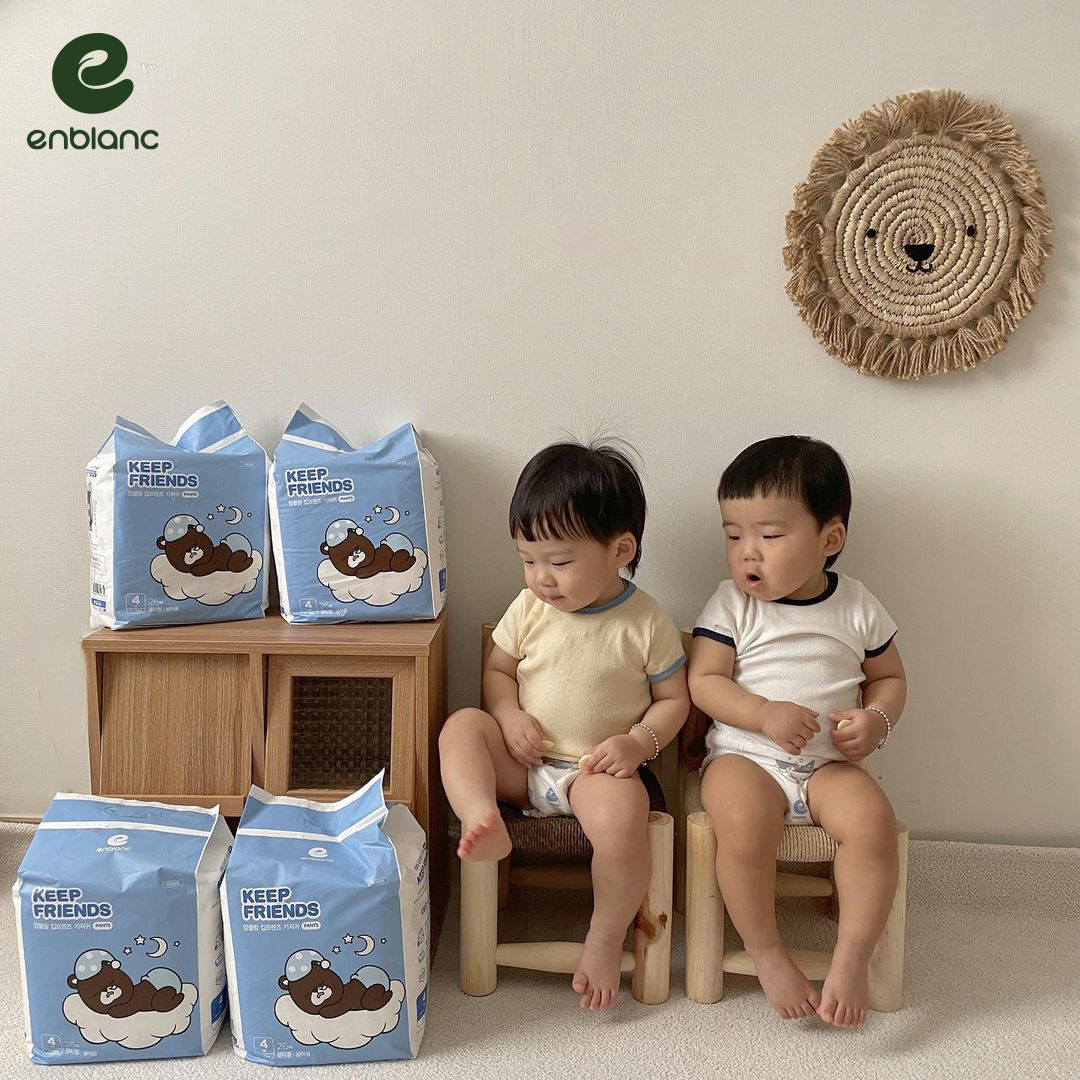 Tã Bỉm Quần Hàn Quốc ENBLANC KEEP FRIENDS Mềm Mại Khô Thoáng, Thấm Hút Nhanh Cho Bé Trai Size L (7-12kg) 26 Miếng