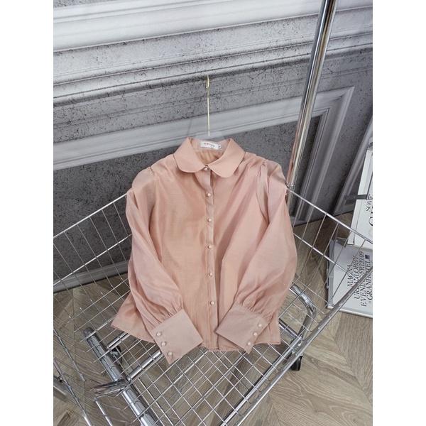 Sơ mi dài tay cổ sen nút ngọc