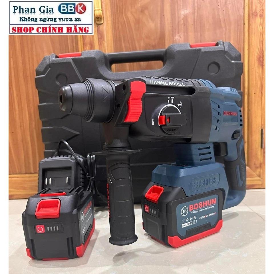 [chính hãƞg] Máy Khoan Bê Tông Dùng Pin 3 chức năng BOSHUN 21V - 2 Pin 15 CELL - Động cơ không chổi than, BH 1 năm