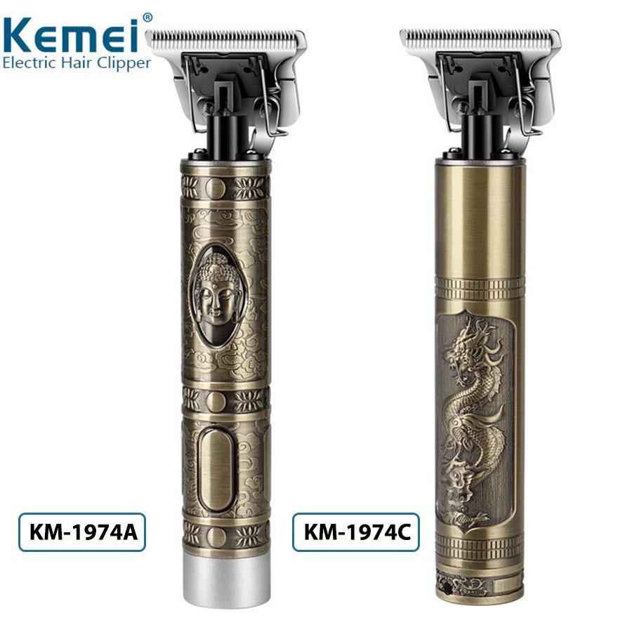 Tông đơ chấn viền không dây Kemei KM-1974A / KM-1974C 2 viên pin rời sạc được dùng fade tóc, cạo đầu cạo trắng