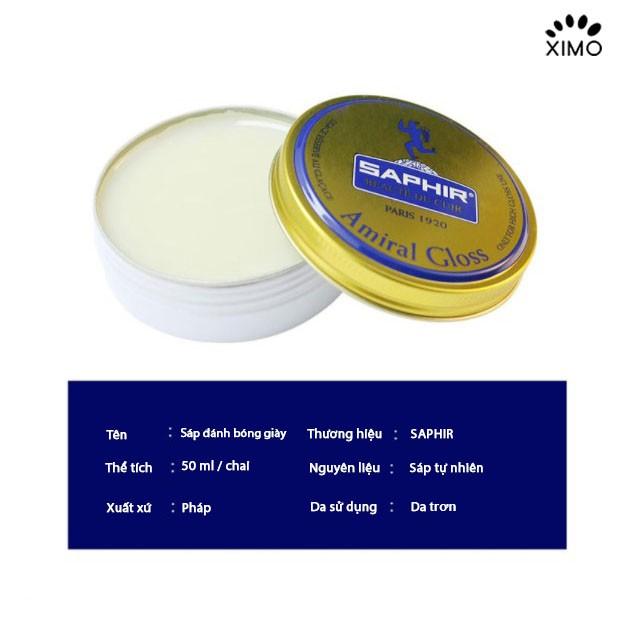 Xi Đánh Giày, Xi Sáp Tạo Bóng Gương Amiral High Gloss Saphir BDC 50ml