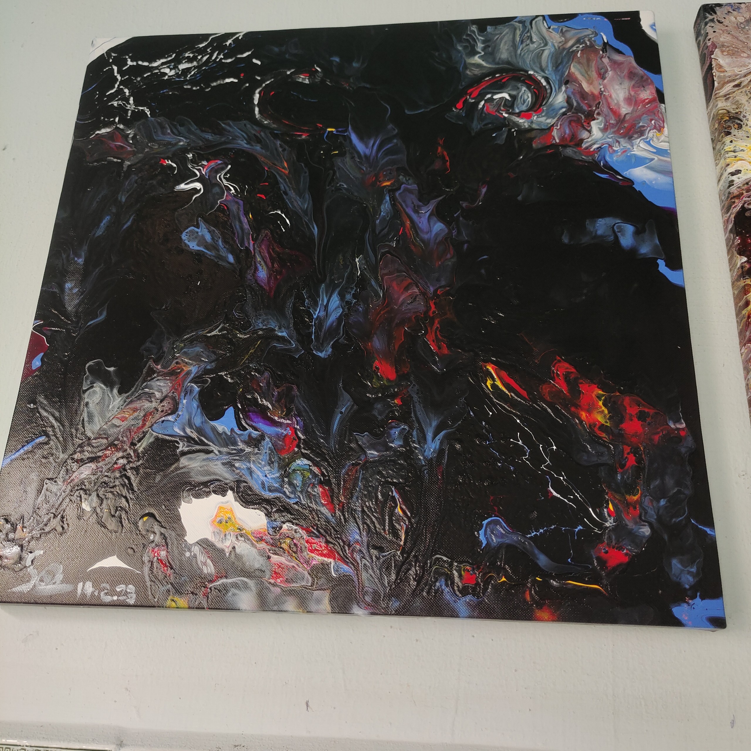 Tranh vẽ tay trừu tượng-Tranh canvas -acrylic . KT 45 x 45cm
