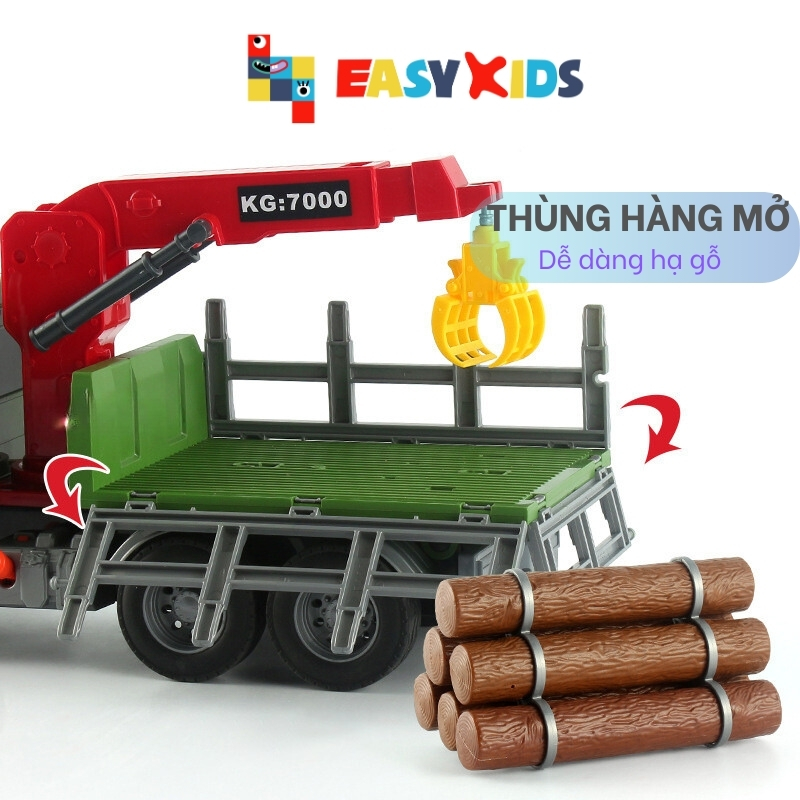 Xe Đồ Chơi Cho Bé Xe Chở Gỗ Mô Hình 1:12 Cỡ Lớn Có Đèn Nhạc
