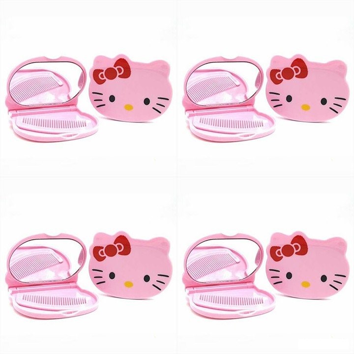 Bộ Gương Soi Và Lượt Mini Hình Mèo Kitty Tiện Dụng
