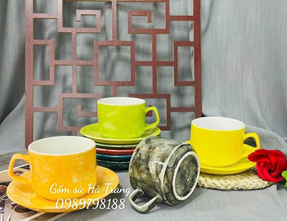1 cốc 1 đĩa gốm sứ Bát Tràng cao cấp dung tích 250ml