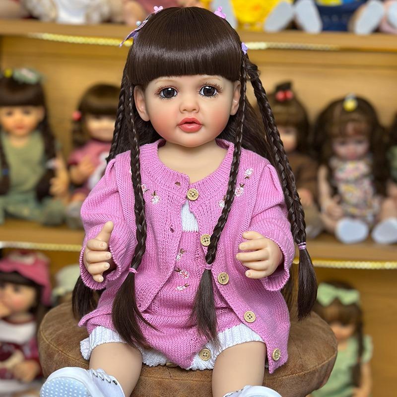 Búp Bê Barbie 55cm Bằng Silicon Mềm Dùng Trang Trí Búp bê silicon có mái tóc dài sinh động đáng yêu