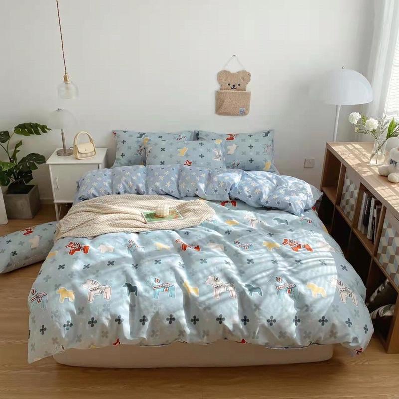 Set Ga Gối Cotton Living 100%cotton Hàng Nhập Khẩu Cao Cấp 4 Món Ngộ Nghĩnh
